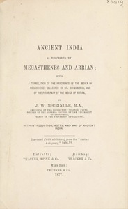 Ancient India as Described by Megasthenes and Arrian